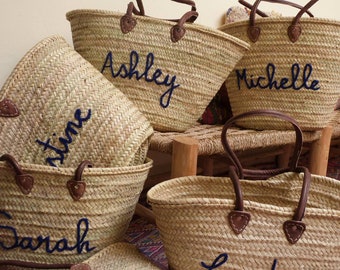 Personalized Straw Beach Bag, Handwoven Moroccan Tote