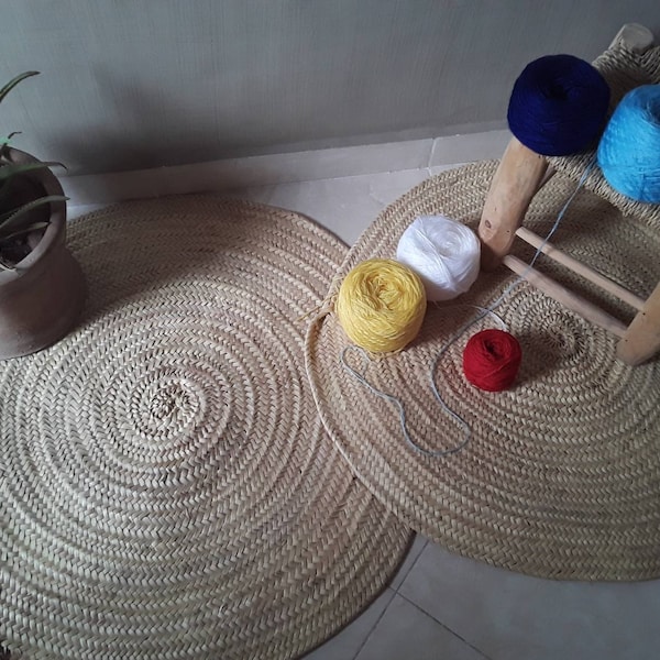Alfombra de paja redonda yute para las hojas de palma de la guardería tejido alfombra boho paja redonda alfombra al lado de la alfombra alfombra de baño