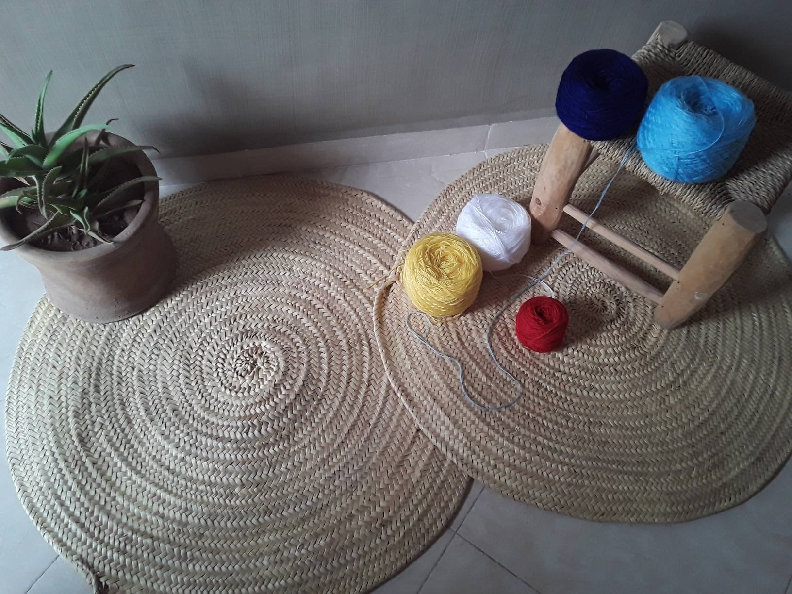 Round Straw Rug Jute for Nursery Palm Leaves Woven Rug Boho Etsy UK