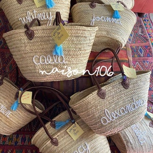 Borse di paglia personalizzate cesto di paglia personalizzato, regalo damigelle d'onore, doccia nuziale, borse monogrammate, borse personalizzate, festa nuziale