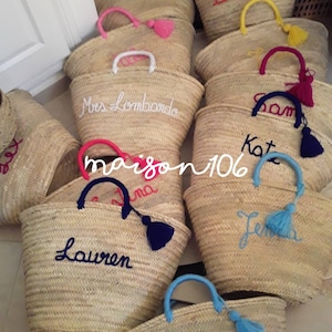 Borsa da spiaggia in paglia Borsa monogrammata damigella d'onore regalo borse da addio al nubilato bomboniere borsa da spiaggia per festa nuziale addio al nubilato doccia nuziale