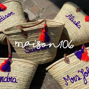 personalized straw moroccan basket,panier, summer tote,french basket,basket bag,straw beach bag, shopping basket,natural basket, palm basket