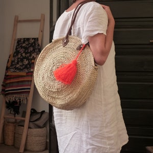 FREE SHIPPING round straw bag,moroccan boho basket,round panier,summer tote,french basket,basket bag,straw beach bag,shopping basket