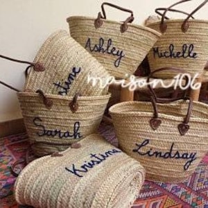 FREE TASSEL each personalized valentine gift straw beach bag straw bag beach bag bridal shower bags,customized straw bags,custom beach bag image 1
