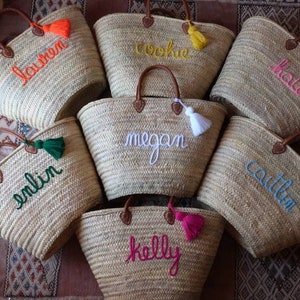 FREE TASSEL each personalized valentine gift straw beach bag straw bag beach bag bridal shower bags,customized straw bags,custom beach bag image 8