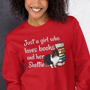 Sheltie, Sheltie Gift, Sheltie Mom, Tri Color Sheltie Reader Shirt, Bookworm, Sheltie Sweatshirt, Sheltie Mom Shirt, Shetland Sheepdog