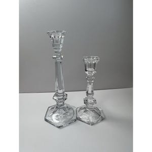 Versailles Crystal Candle Holders Set Of 2 Hexagonal Base 10” & 7.25” Tall