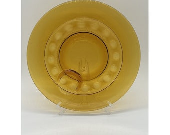 Vintage Amber Indiana Glass Kings Crown Plate Set with Cup Holder