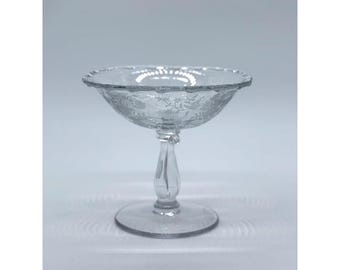 Vtg Fostoria Clear Comport Etch #342 Bouquet 1949-1959