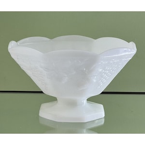 Anchor Hocking Harvest Grapes Milk Glass Fruit Bowl/Planter/Compote