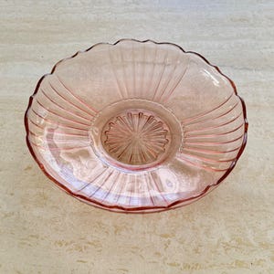 Mayfair Open Rose Pink Depression Glass Serving Bowl Floral Etched Pattern Vintage