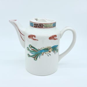 Vintage China Teapot Dragon & Phoenix Hand Painted Oriental Design 10" Tall 2.56 Lbs Colorful Decorative