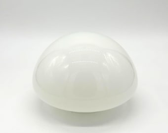 Vintage White Cased Glass Dome Shade For Lamp Or Ceiling Fixture 3" Fitter Smooth Opaque Finish