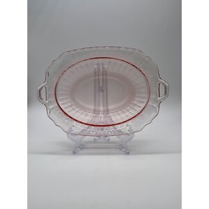 Vintage Pink Depression Glass Oval Serving Bowl Mayfair Open Rose