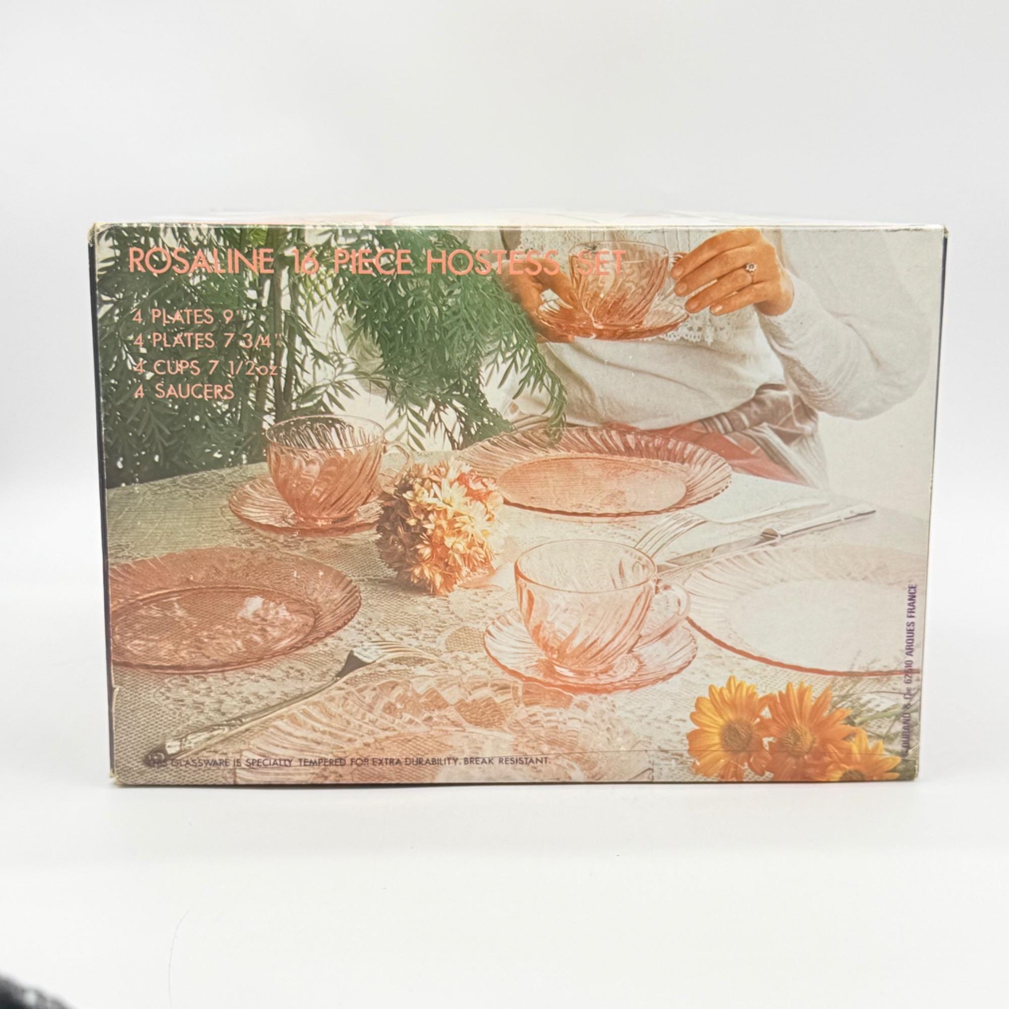 Arcoroc Rosaline Pink Glass 16-piece Dinnerware Set for Four Plates ...
