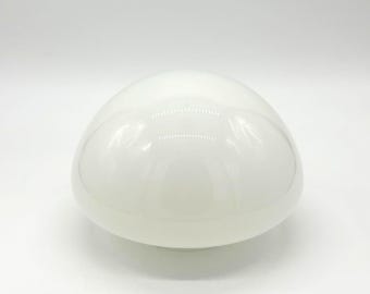 Vtg White Cased Glass Dome Shade For Lamp Or Ceiling Fixture 3" Fitter