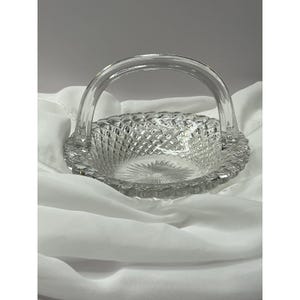 Vintage Westmoreland English Hobnail Basket 5 1/2” Clear Cut Glass