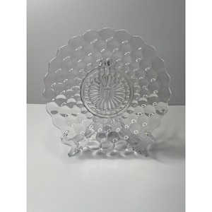 Vintage ANCHOR HOCKING -Bubble Clear- Glass 9 7/8&quot; Dinner Plate