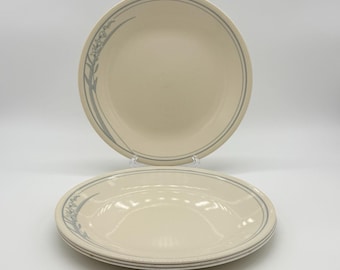 Corelle Blue Lily Dinner Plates 8.5” Set Of 4 Vintage Floral Ivory & Blue Design