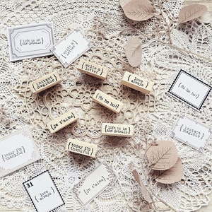 Timbro in legno I Catslife Press I Frasi I 7 Disegni I Bujo I Scrapbooking I Journal I Collage