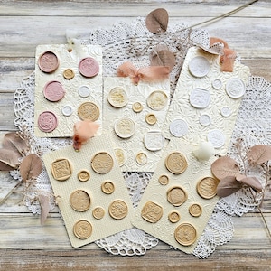 Set di sigilli di ceralacca – 8 sigilli floreali su cartoncino | Decorazione vintage per lettere, diari e regali