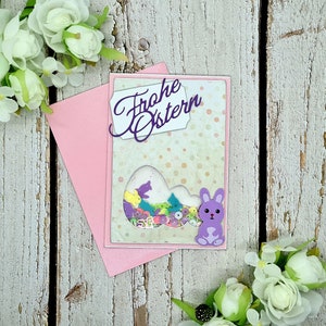 Grußkarte I Frohe Ostern I Schüttelkarte rosa I Frühling I Geschenk I DIY