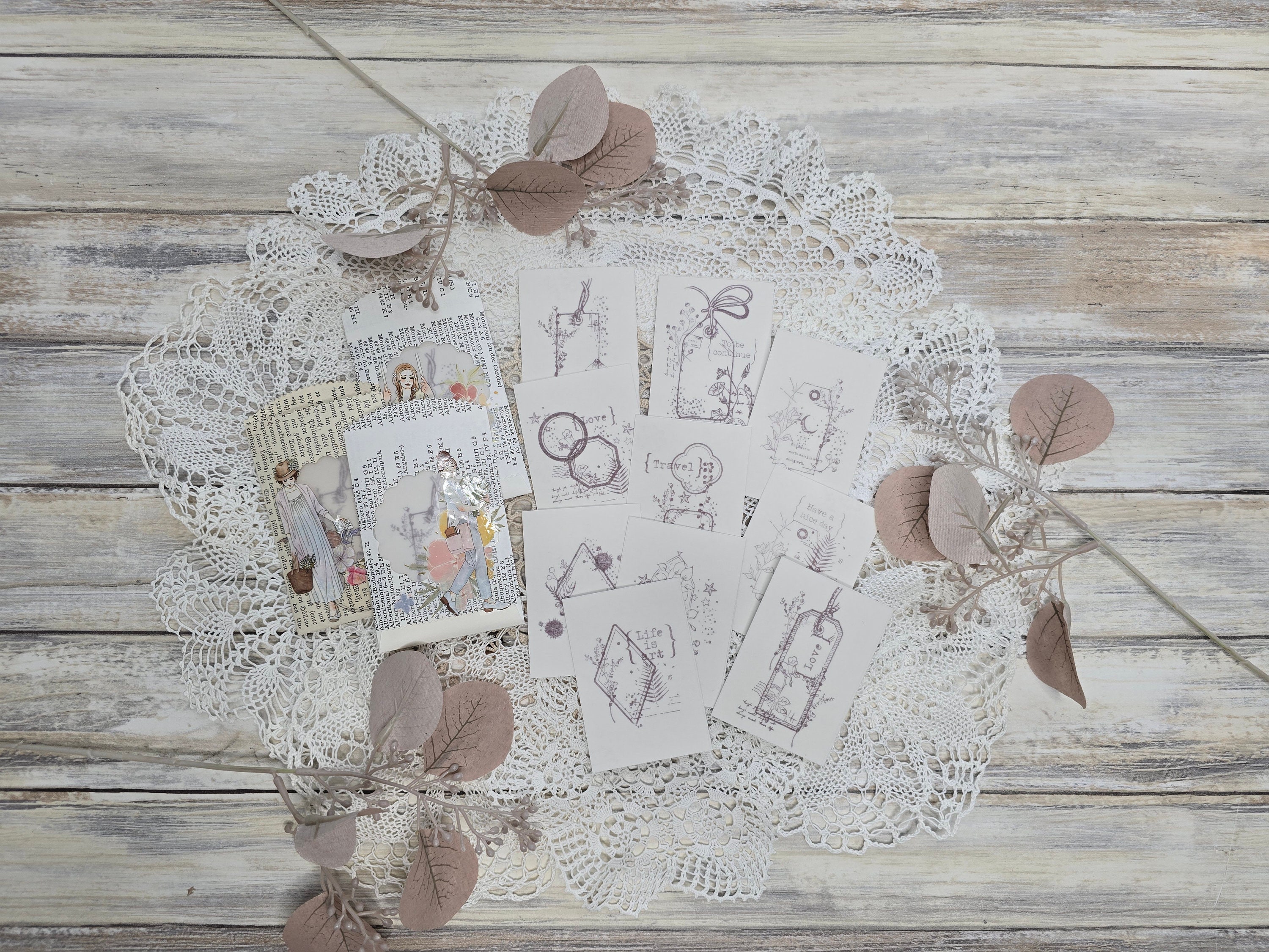 Stickers I Vellum I 10 Collage handmade I Journal I DIY I Scrapbooking I Aesthetic