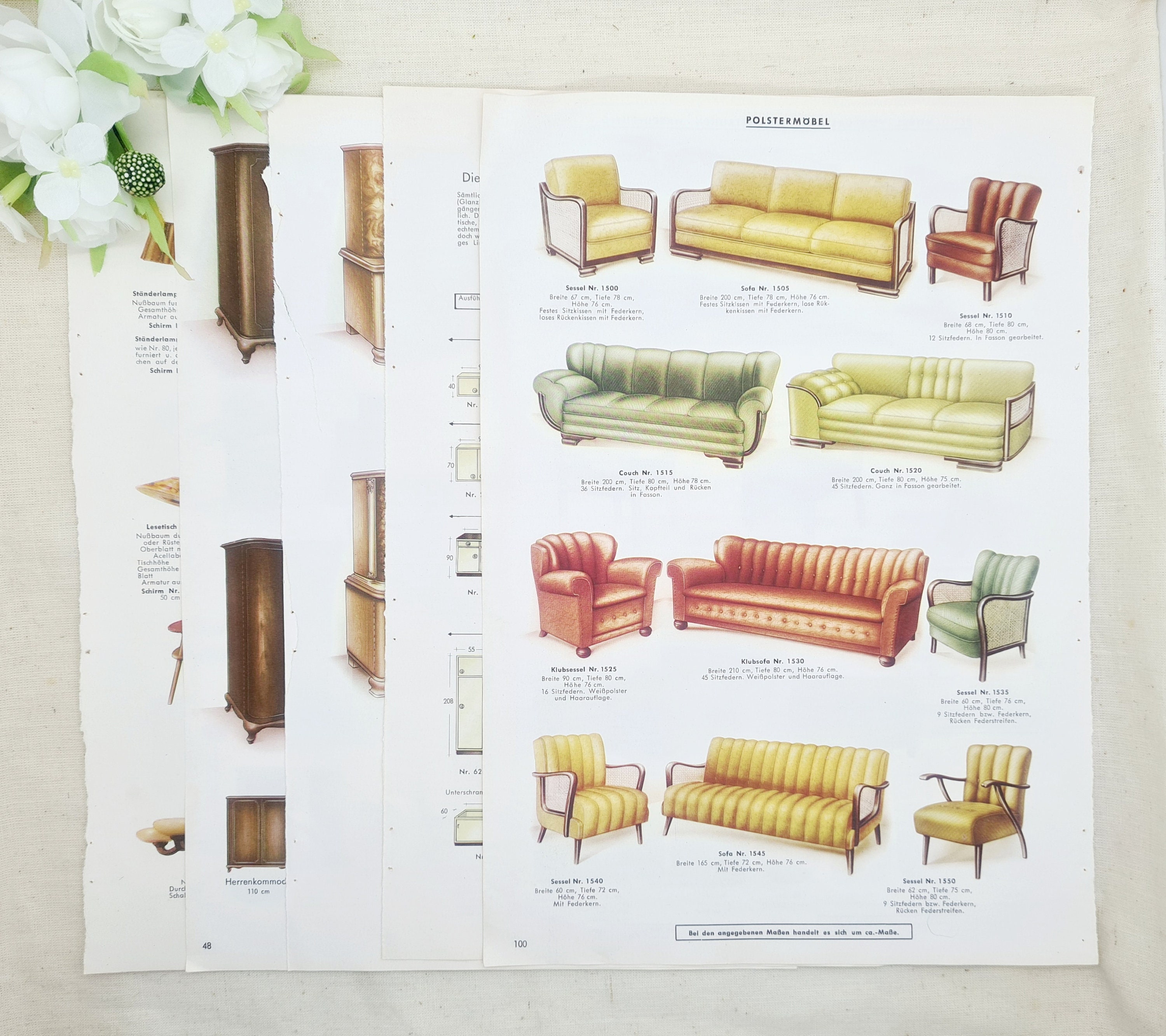 5 antike Katalogseiten Möbelhaus ca. 1920 | Etsy