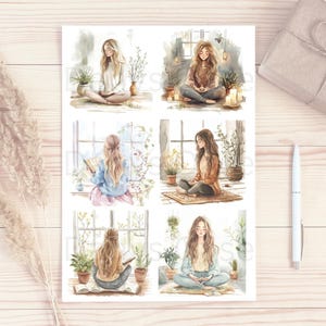 Stickers I 6 motieven I Mindfulness I Dagboek I Collage I Esthetiek I Scrapbook I Decoratie