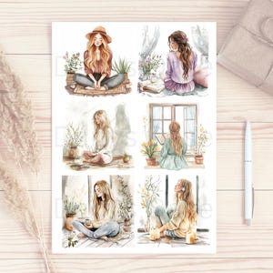 Stickers I 6 motieven I Mindfulness I Dagboek I Collage I Esthetiek I Scrapbook I Decoratie
