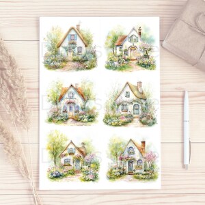 Sticker I mat I 6 motieven I Cottage I Journal I Collage I Esthetiek I Scrapbooking I Decoratie