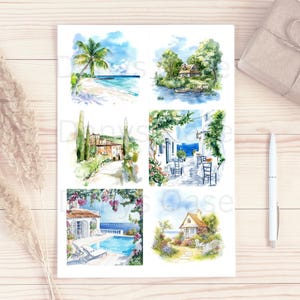 Stickers I 6 motieven I Vakantie I Dagboek I Collage I Esthetiek I Scrapbook I Decoratie