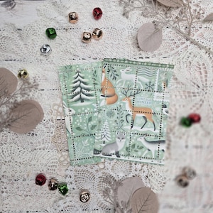 Briefmarken handmade Winter I Waldtiere I Collage I Journal I Botanik