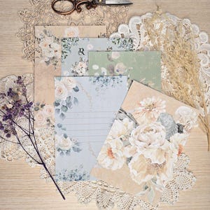Juego de papeles de diseño I 5 diseños I botánica I floral I diario I collage I scrapbooking