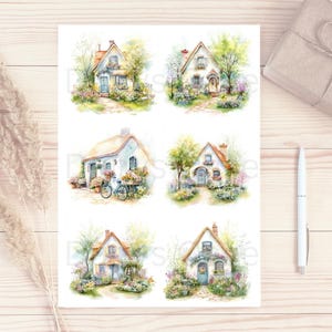 Sticker I mat I 6 motieven I Cottage I Journal I Collage I Esthetiek I Scrapbooking I Decoratie