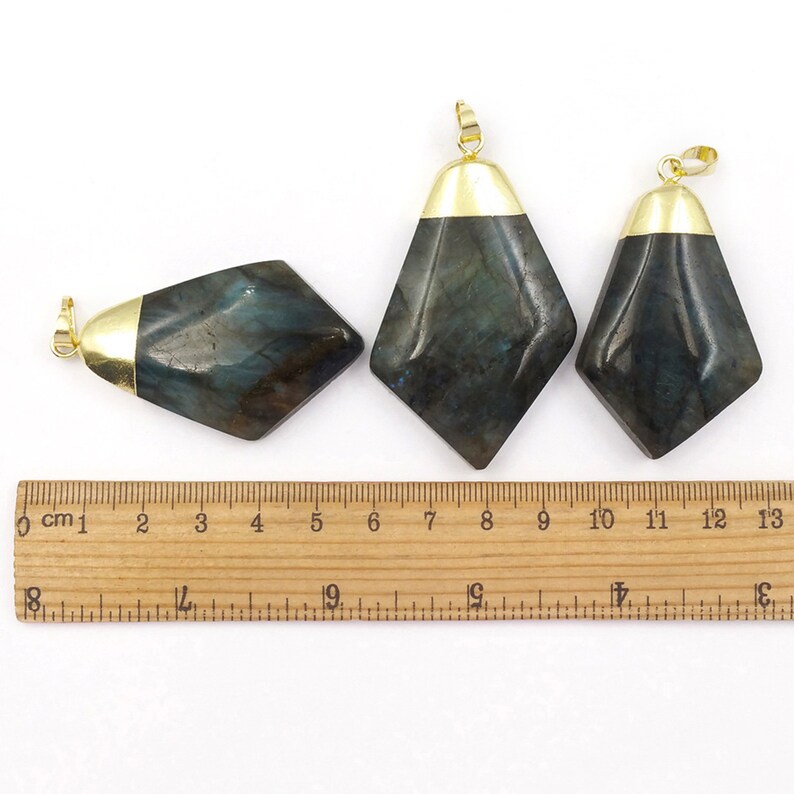 P1426 Triangle Labradorite Gold Pendant Natural Labradorite Pendants Jewelry Gold Capped Pendant Gift For Her