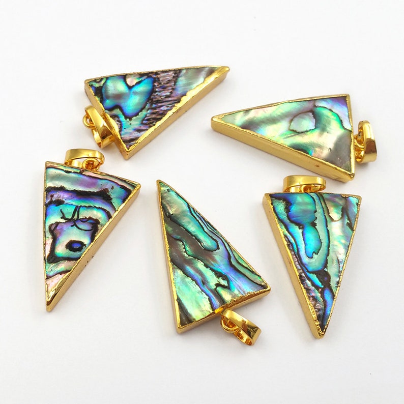 P777 Sparkly abalone shell pendant gold trim pendant for wholesale nice quality abalone shell pendant