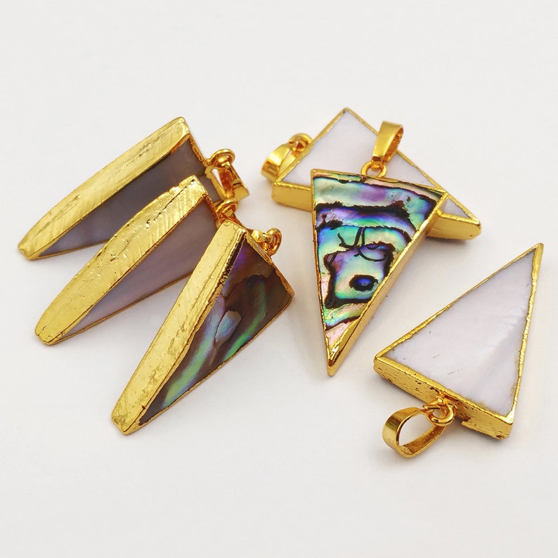 P777 Sparkly abalone shell pendant gold trim pendant for wholesale nice quality abalone shell pendant