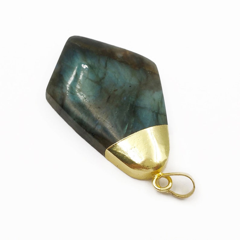 P1426 Triangle Labradorite Gold Pendant Natural Labradorite Pendants Jewelry Gold Capped Pendant Gift For Her