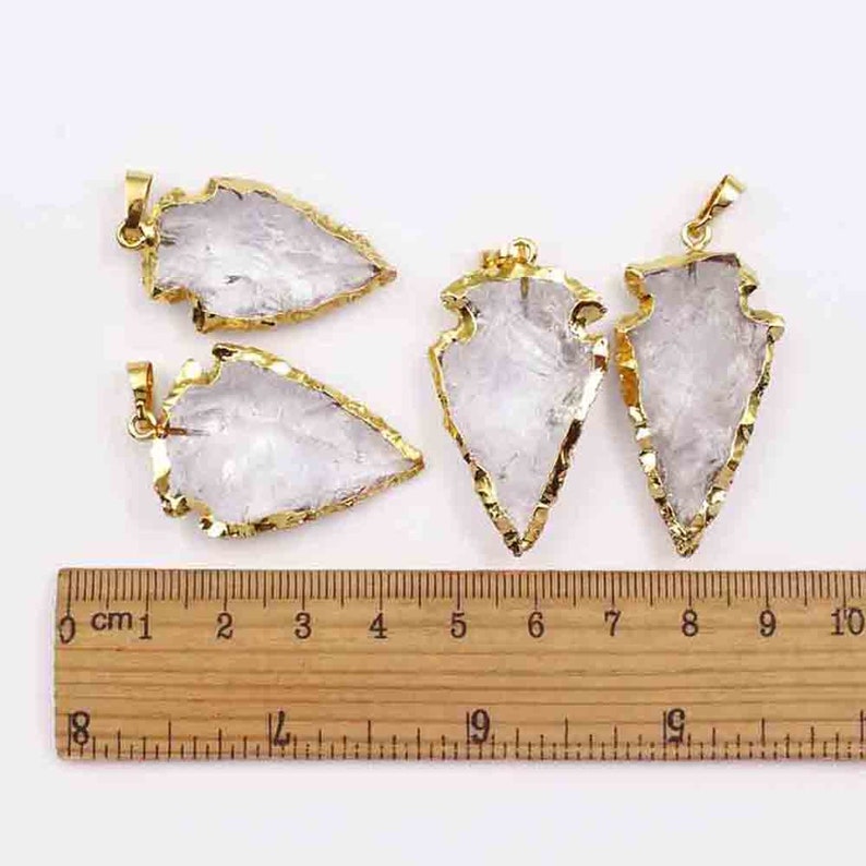 P309 Wholesale Hot Crystal Arrowhead quartz Pendant Charm in 24k gold dipped raw stone crystal quartz pendant for women