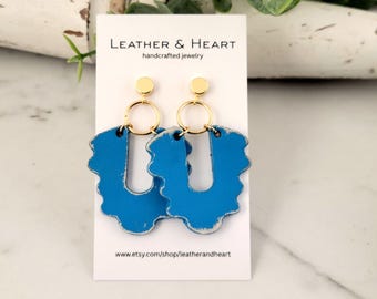 Rustic Leather Earrings | Gold Accent Boho Jewelry