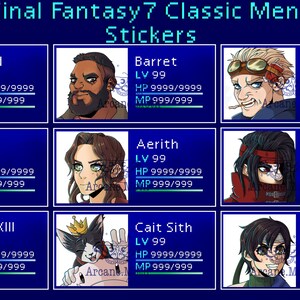 Classic Final Fantasy 7 Party Menü Portrait Vinyl Stickers