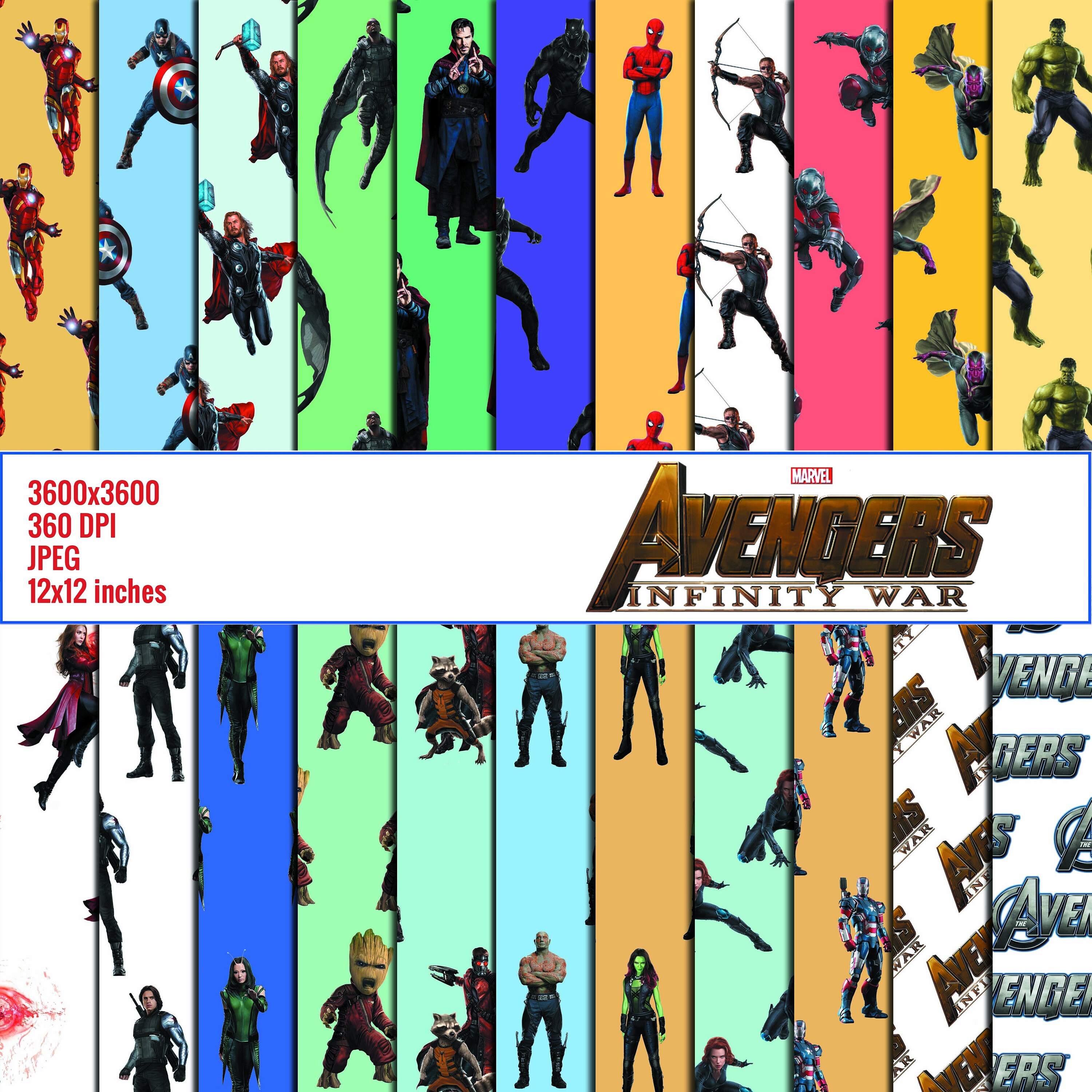 Avengers digital scrapbooking paper with comics digital Etsy
