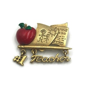 Number One Teacher Brooch Teacher Gift