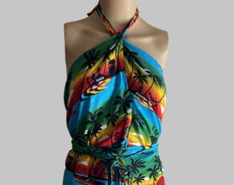 Paulette St James Jamaican Sarong Wrap Size S Romper Wrap Criss Cross Beach