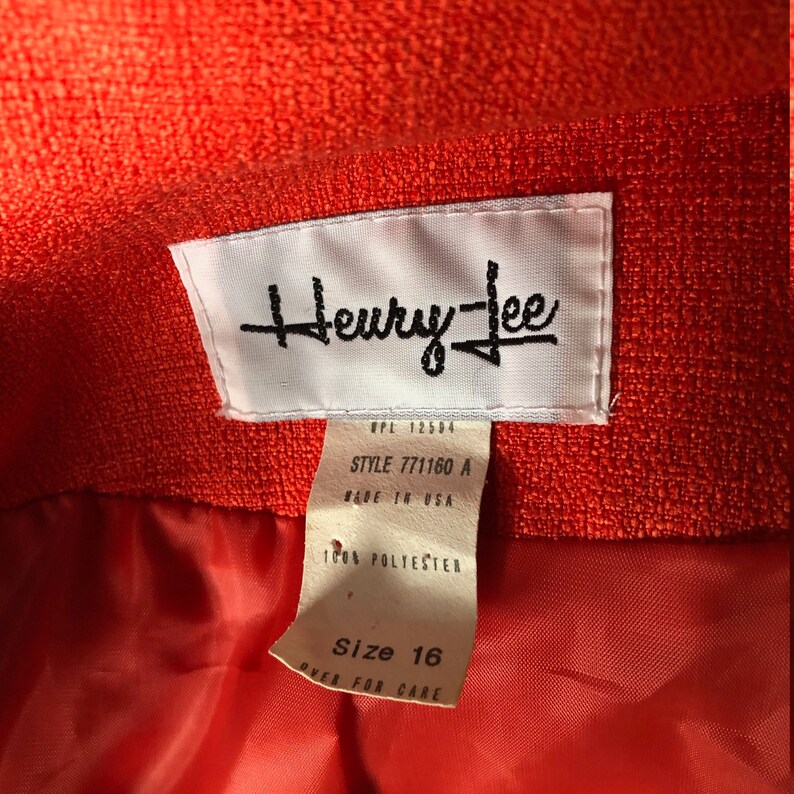 Vintage Womens Plus Two Piece Suit in Bright Orange Size 16
