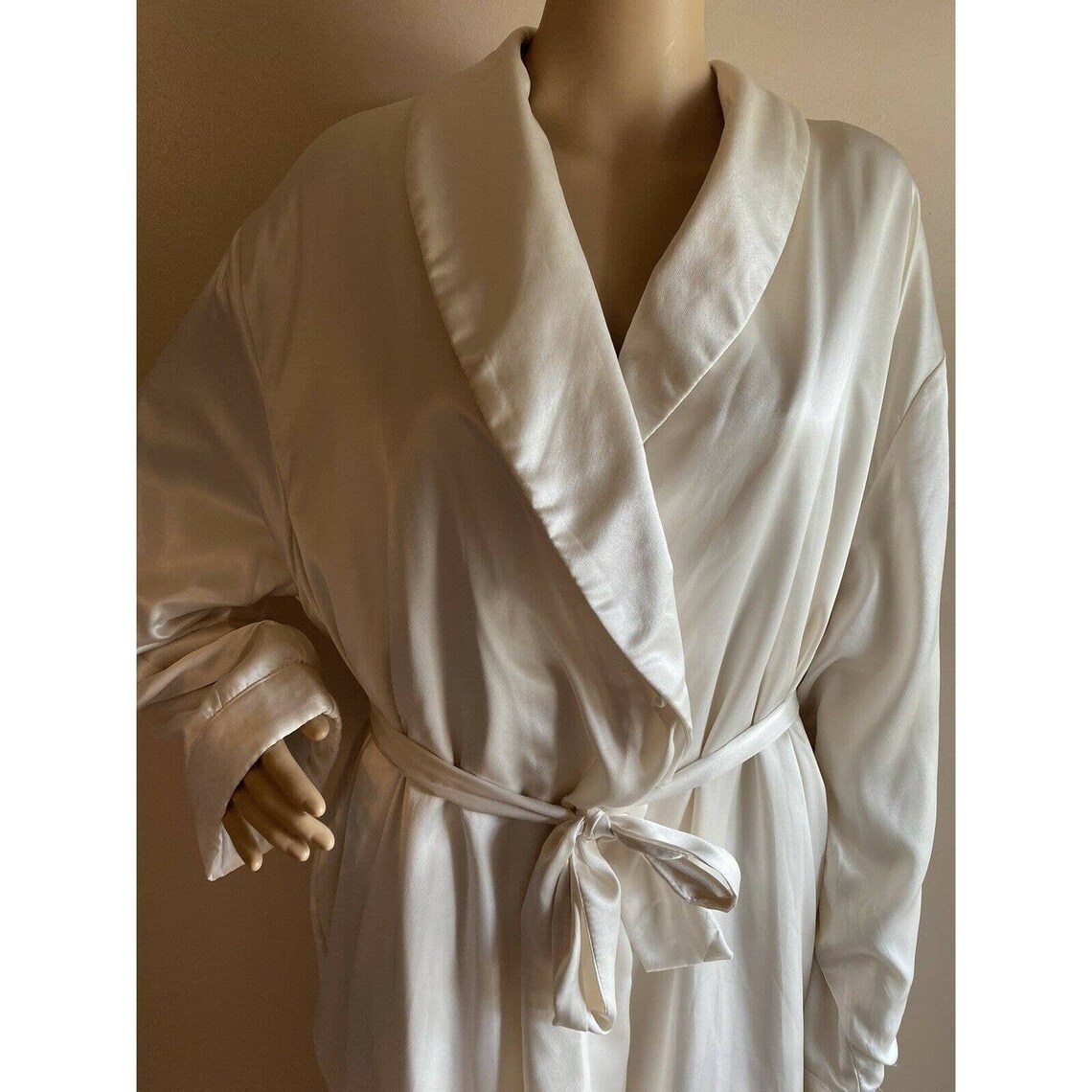 Victorias Secret Satin White Robe Pockets Lined Terry Cloth | Etsy