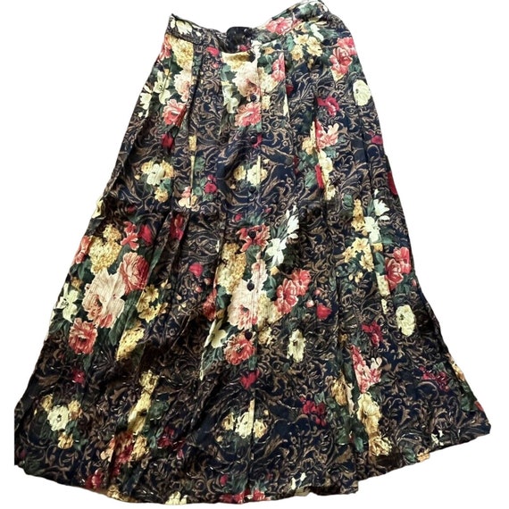 Jane Ashley Boho Peasant Long Skirt L Beaded Flor… - image 1