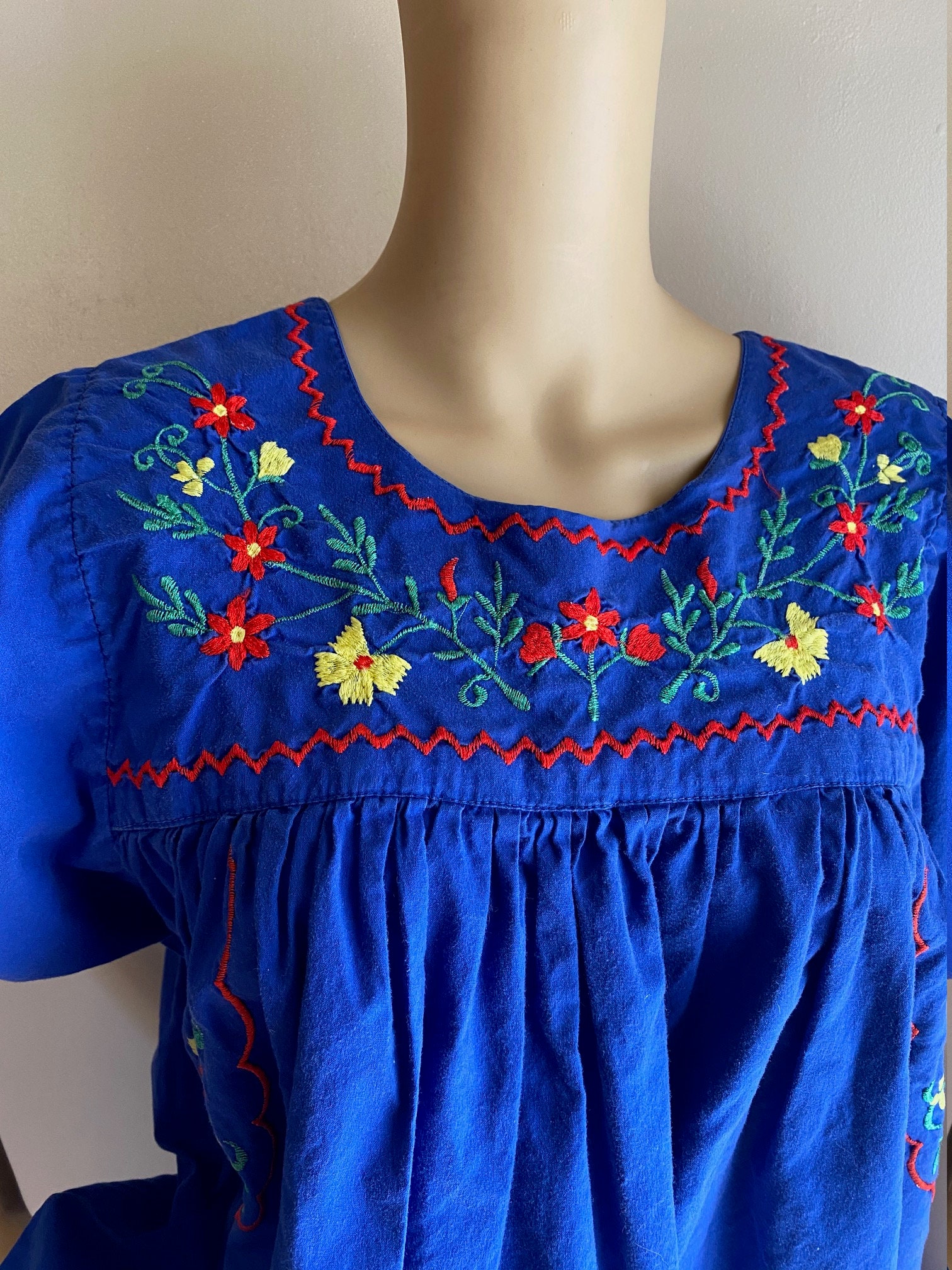 Vintage NAQUI Embroidered Cotton House Dress M | Etsy