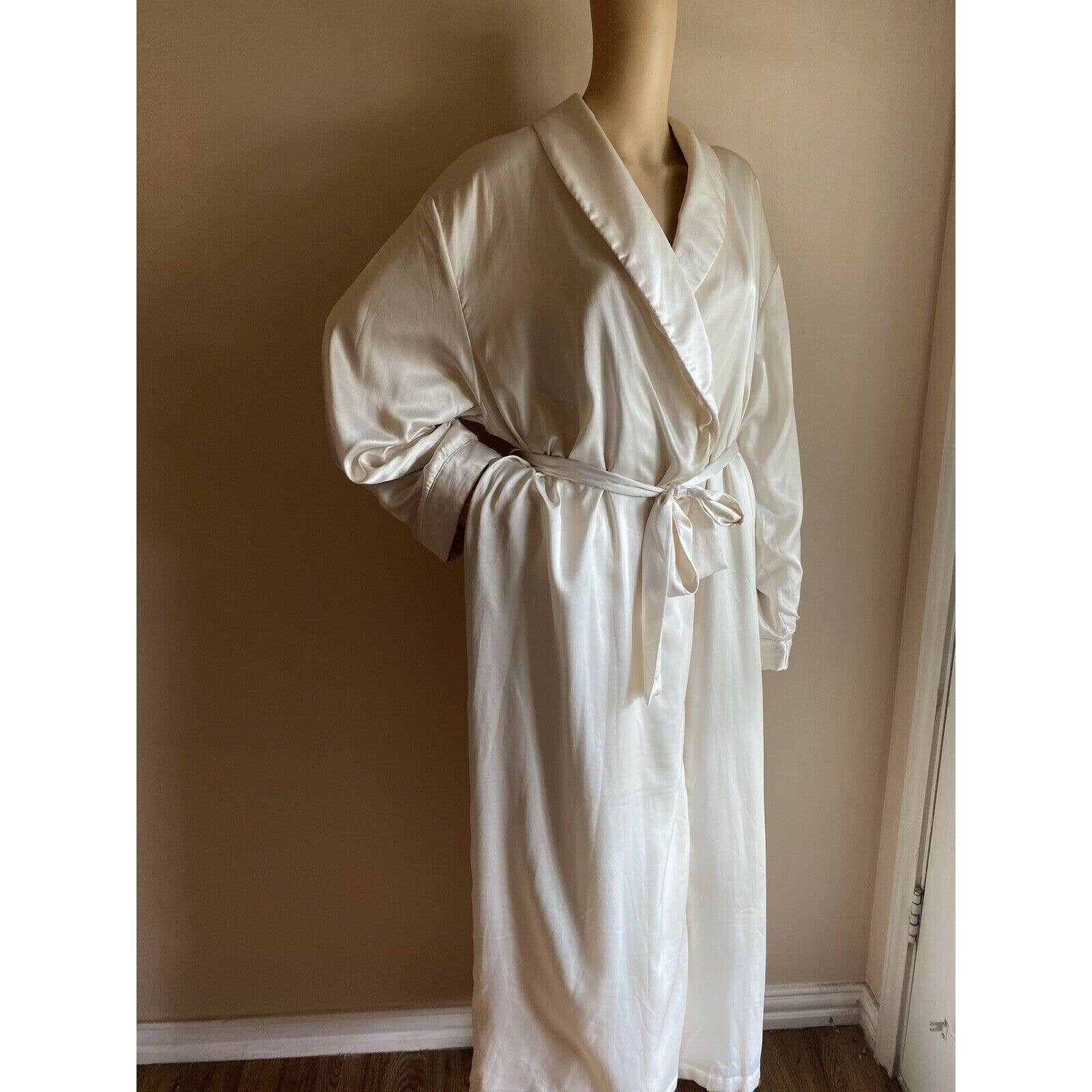Victorias Secret Satin White Robe Pockets Lined Terry Cloth Etsy